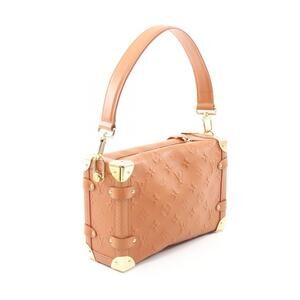 Louis Vuitton Trunk Side Brown Monogram Calfskin Tan Leather Handbag